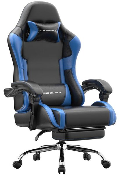 Sedia da gaming, sedia ergonomica, poltrona da gaming con poggiapiedi, capacità di carico fino a 150 kg, sedia da gaming con braccioli regolabili, colore blu