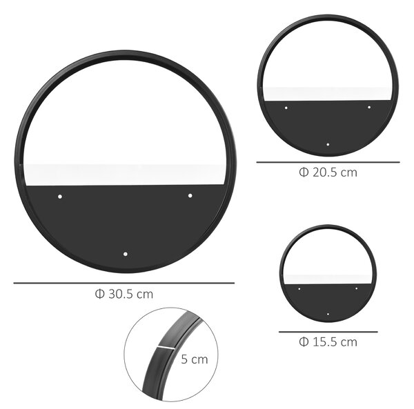 Outsunny Set 3 Fioriere Balcone, Montaggio Parete, Versatili per Interni/Esterni, Ф30.5x5/Ф20.5x5/Ф15.5x5 cm|Aosom