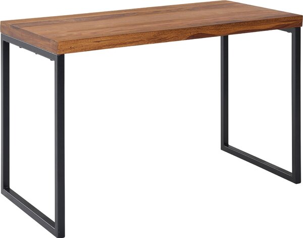 Scrivania in legno massiccio Sheesham / metallo 117x59x76,5 cm | Wohnling
