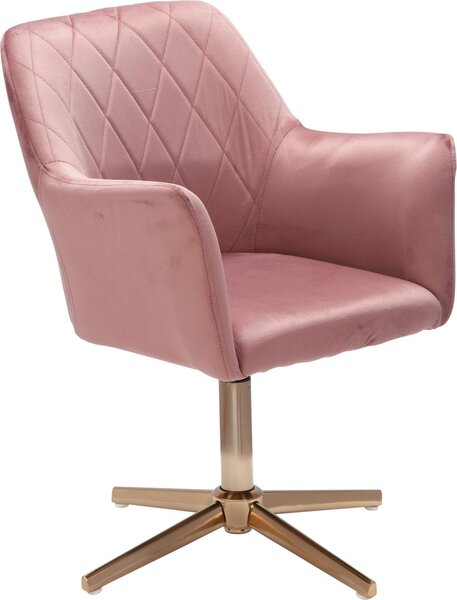 Sedia da scrivania girevole in velluto rosa con schienale | Wohnling