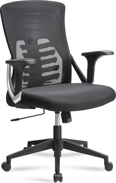 Sedia da ufficio nera con rivestimento in rete sedia da scrittura fino a 120 kg | Amstyle