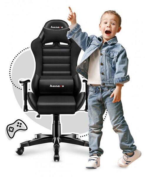 Sedia da gaming ergonomica per bambini in nero e grigio