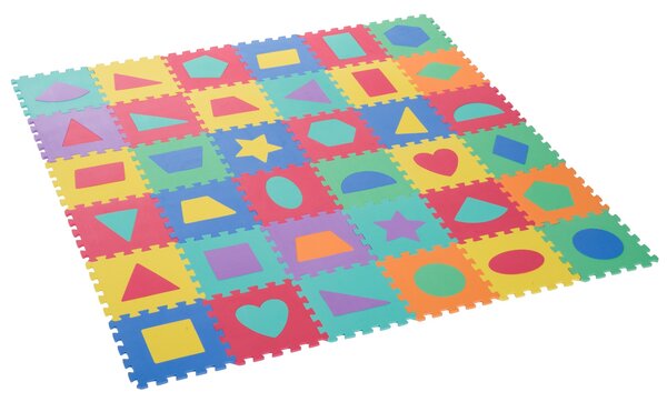 Relaxdays Tappeto Puzzle Per Bambini, 16 Tasselli In Gommapiuma, Forme Robot, Tappetone Per Gattonare Con Bordi Rialzabili, 1,3 Mq, Colorato