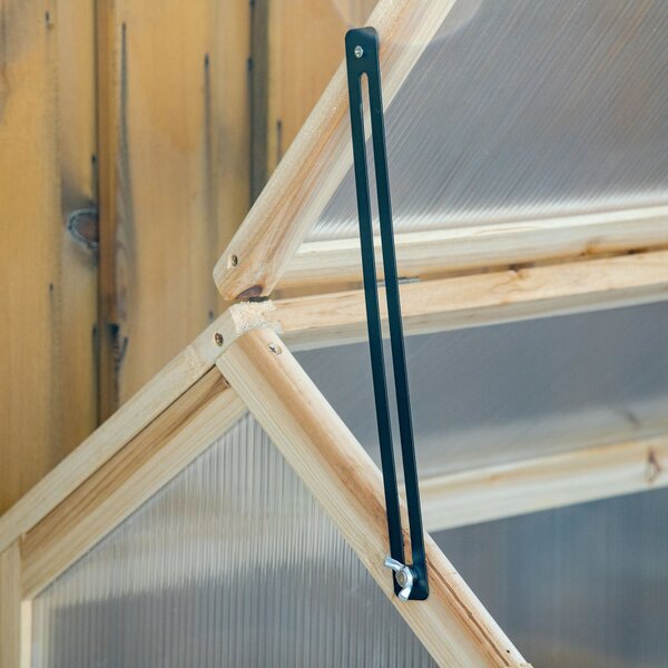 Outsunny Mini serra, casa per piante compatta in legno, pannelli in policarbonato, apertura di ventilazione, 90L x 52B x 49,5H cm, legno naturale | Aosom Italy