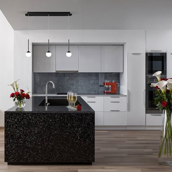 Lampadario moderno promoingross lollypop s3tr ne led metallo nero metacrilato bianco - Promoingross