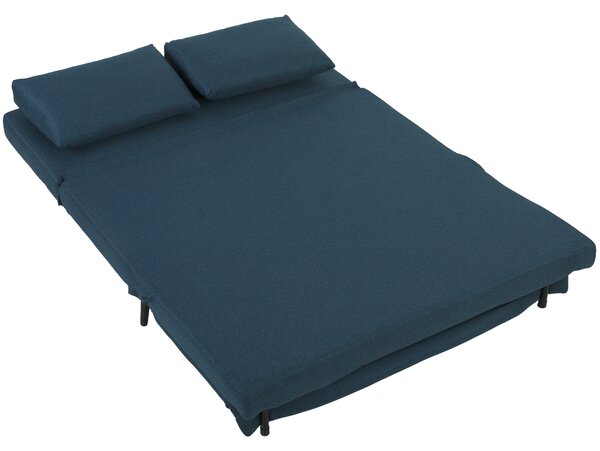 HOMCOM Divano Letto 2 Posti, Divano-Letto Clic-Clac 3 in 1 con Schienale Regolabile, Cuscino, Seduta Ampia, Blu | Aosom Italy