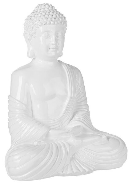 Statuetta decorativa buddha in resina sintetica 40 cm soprammobile bianco lucido Beliani