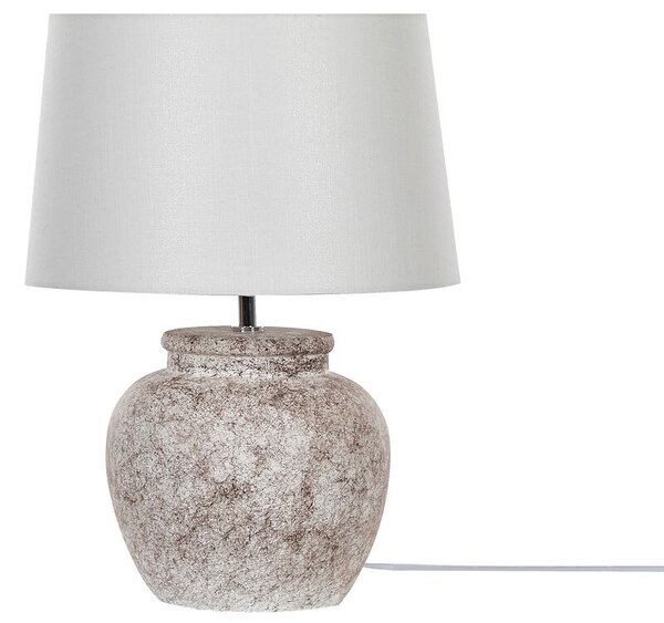 Malu lampada da tavolo in ceramica con paralume beige h. 26cm Moderno E14