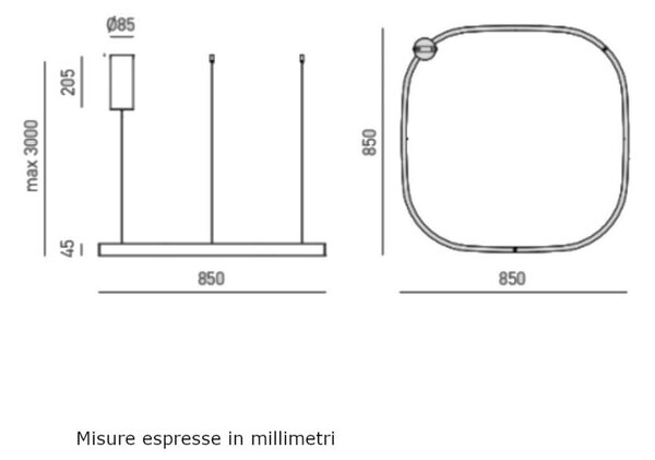 Lampadario moderno gea luce criseide s1g quadrata fcrsb9q led biemissione alluminio - Gea Luce