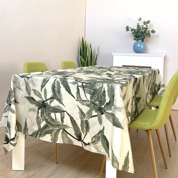 Côté Table Tovaglia Foliage con foglie tropicali Verdi in 100% Cotone 160x160 cm