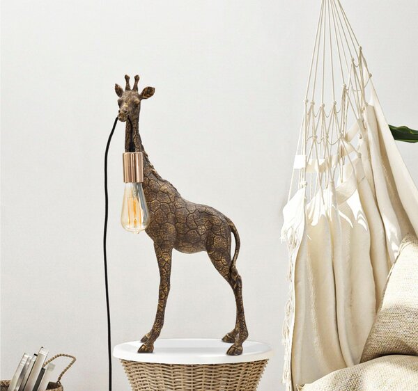 Lampada da Tavolo in Resina Dorata GIRAFFA Dimensioni 28x16xh 60 cm metallo dorato