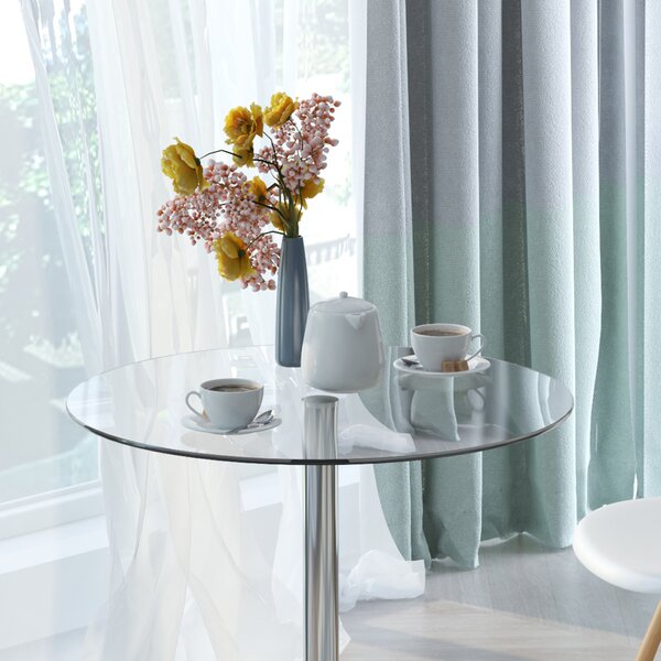 HOMCOM Tavolo da Pranzo Rotondo con Piano in Vetro, Telaio Metallico, Colore Argento | Aosom Italy