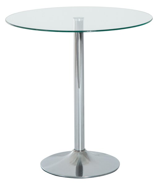 HOMCOM Tavolo da Pranzo Rotondo con Piano in Vetro, Telaio Metallico, Colore Argento | Aosom Italy