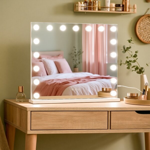 Brilagi - Specchio per trucco LED dimmerabile HOLLYWOOD LED/15W/230V 60x50 cm bianco