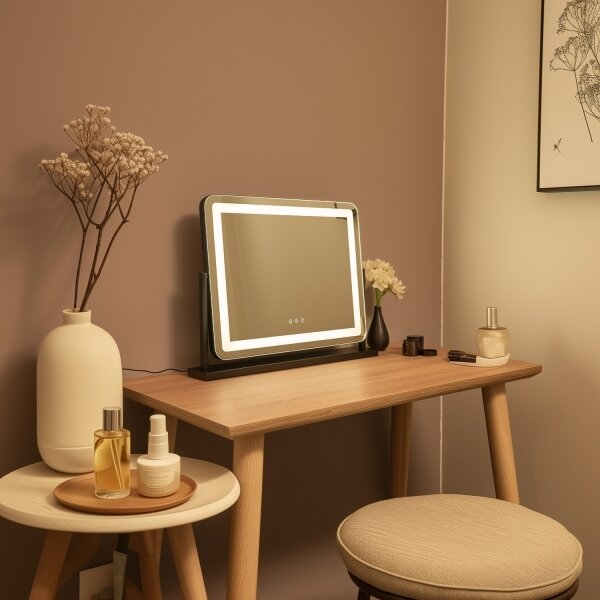 Brilagi - Specchio da trucco LED dimmerabile CALIFORNIA LED/25W/230V 55x44 cm nero
