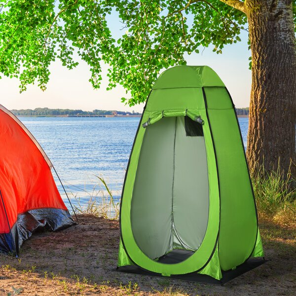 Outsunny Tenda Doccia da Campeggio per Esterni con Porta a Cerniera, Borsa, Portaoggetti e Gancio, 126x124x189cm, Verde|Aosom