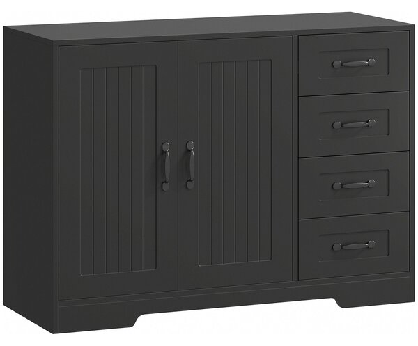 HOMCOM Sideboard, Mobiletto, stile moderno, 4 Cassetti, 1 Armadio, 105 x 40 x 76 cm, Nero | Aosom Italy