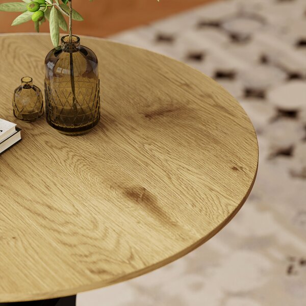 HOMCOM Tavolo da pranzo rotondo, Design moderno, 78 cm x 78 cm x 75 cm, Legno naturale | Aosom Italy