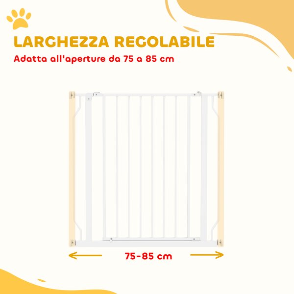 PawHut Cancelletto per Cani Estensibile e Regolabile per Scale e Porte, in Acciaio e ABS, 75-85x76 cm, Bianco | Aosom Italy