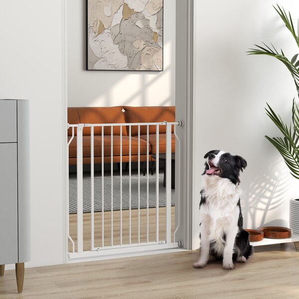 PawHut Cancelletto per Cani Estensibile e Regolabile per Scale e Porte, in Acciaio e ABS, 75-85x76 cm, Bianco | Aosom Italy