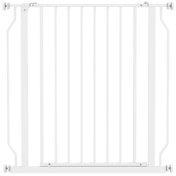 PawHut Cancelletto per Cani Estensibile e Regolabile per Scale e Porte, in Acciaio e ABS, 75-85x76 cm, Bianco | Aosom Italy