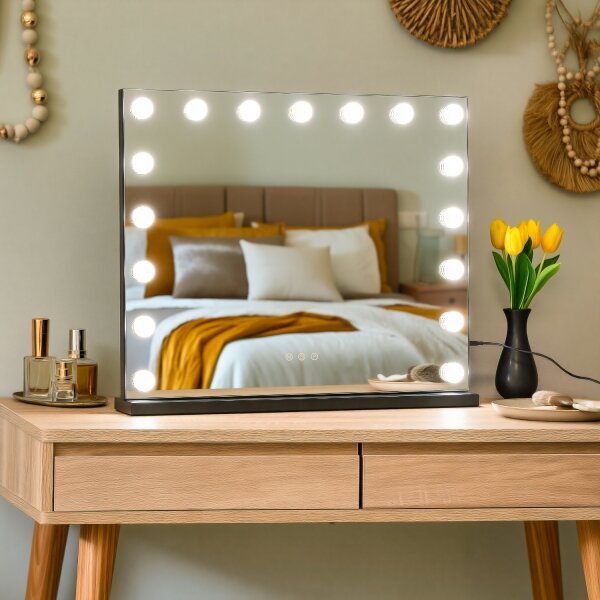 Brilagi - Specchio per trucco HOLLYWOOD dimmerabile a LED 15W/230V 60x50 cm nero