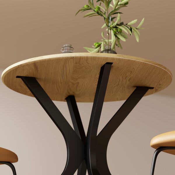 HOMCOM Tavolo da pranzo rotondo, Design moderno, 78 cm x 78 cm x 75 cm, Legno naturale | Aosom Italy