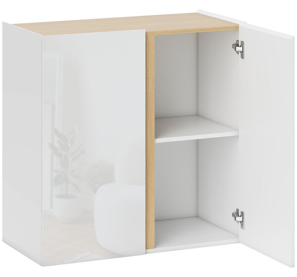 HOMCOM Buffet a alta brillantezza, mobile da archiviazione con 2 porte a chiusura ammortizzata e ripiano regolabile, 80x40x80cm, bianco | Aosom Italy