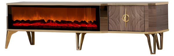 Atmosfera accogliente grazie alla tecnologia LED che riproduce l'effetto del camino e al pratico spazio contenitivo