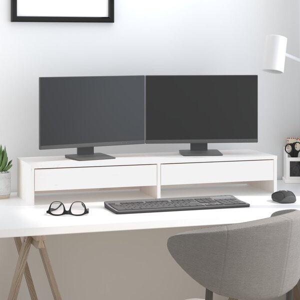 Balvi Supporto per monitor Nordic Colore bianco Alza schermo Con cassetto  Legno MDF 34,4cm - España