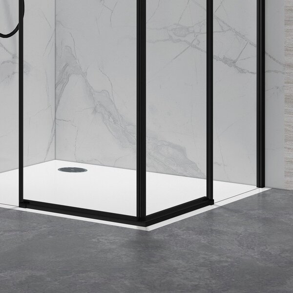 Kamalu box doccia 70x70cm angolare porte scorrevoli finitura nera | kla1000n