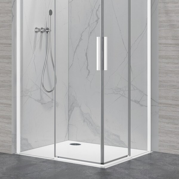 Kamalu box doccia 70x70cm angolare porte scorrevoli finitura bianca| kla1000w
