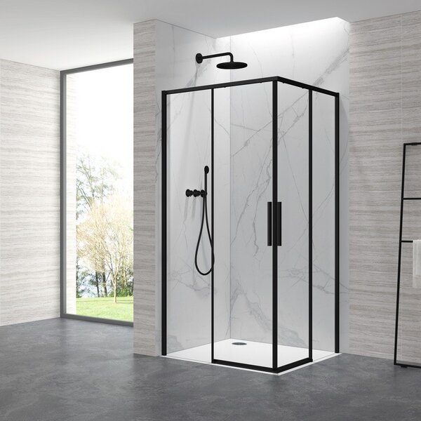 Kamalu box doccia 70x70cm angolare porte scorrevoli finitura nera | kla1000n