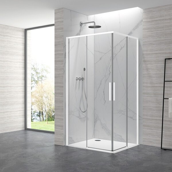 Kamalu box doccia 70x70cm angolare porte scorrevoli finitura bianca| kla1000w
