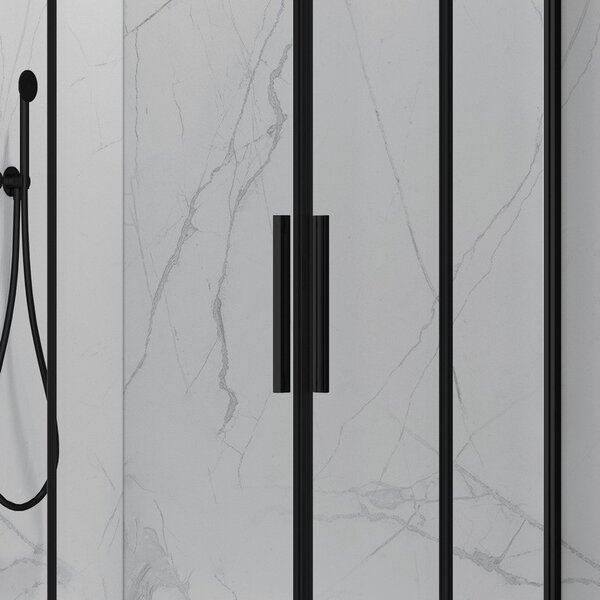 Kamalu box doccia 70x70cm angolare porte scorrevoli finitura nera | kla1000n