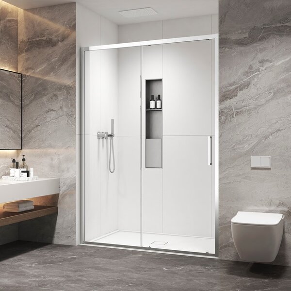 Kamalu porta doccia scorrevole 120cm altezza 200cm finitura cromo | kz4000