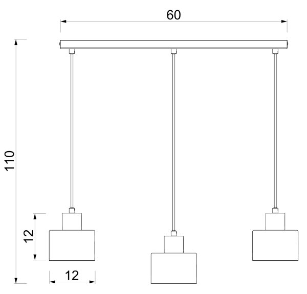 Lampadario a sospensione con cavo PARKLA 3xE27/15W/230V nero