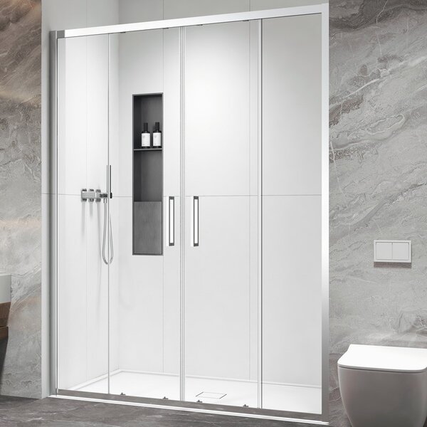 Kamalu porta doccia doppio scorrevole 160cm altezza 200cm finitura cromo| kz6000