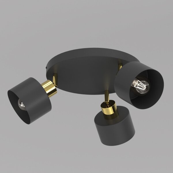 Faretto PARKLA 3xE27/15W/230V nero/oro
