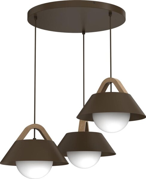 Lampadario a sospensione con cavo FUNDA 3xE27/15W/230V marrone