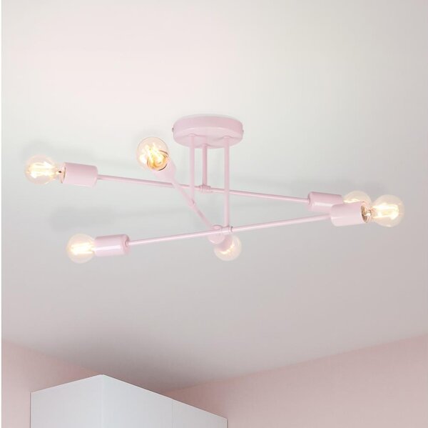 Lampadario a plafone CAMBRIDGE 6xE27/15W/230V rosa