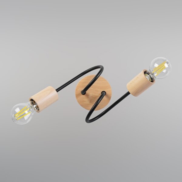 Lampadario a plafone OXFORD 2xE27/15W/230V pino/nero