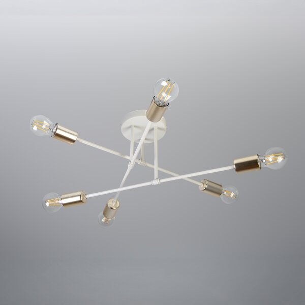 Lampadario a plafone CAMBRIDGE 6xE27/15W/230V ottone/bianco