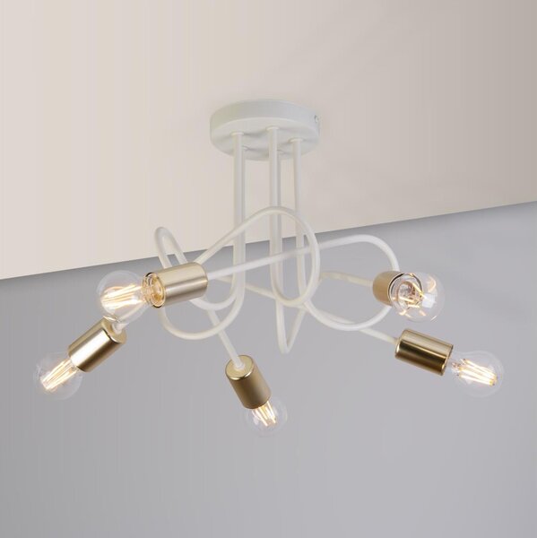 Lampadario a plafone OXFORD 5xE27/15W/230V ottone/bianco