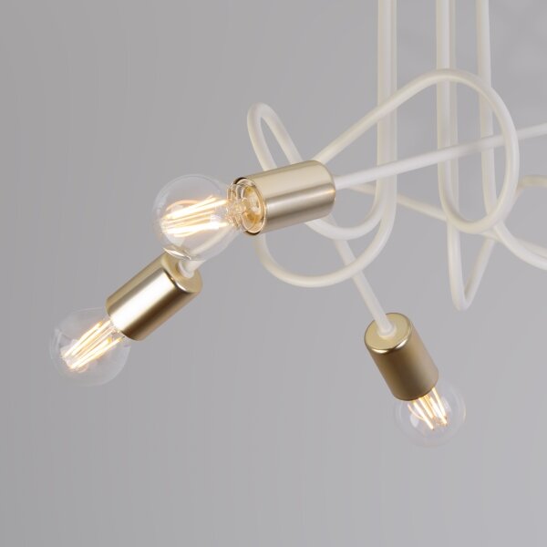 Lampadario a plafone OXFORD 5xE27/15W/230V ottone/bianco