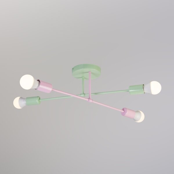 Lampadario a soffitto CAMBRIDGE 4xE27/15W/230V verde/rosa