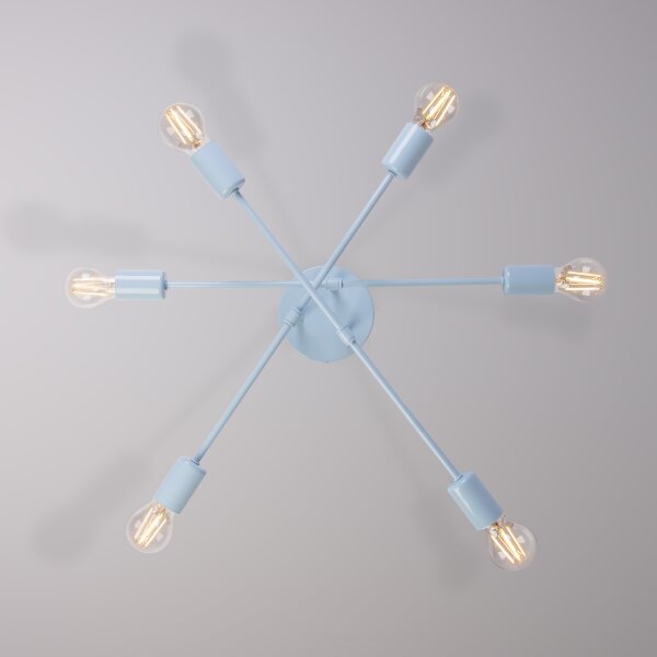 Plafoniera CAMBRIDGE 6xE27/15W/230V blu