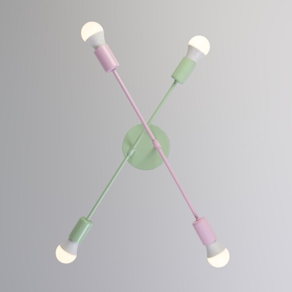 Lampadario a soffitto CAMBRIDGE 4xE27/15W/230V verde/rosa