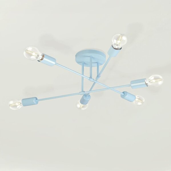 Plafoniera CAMBRIDGE 6xE27/15W/230V blu