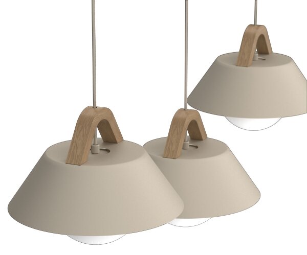Lampadario a sospensione FUNDA 3xE27/15W/230V beige